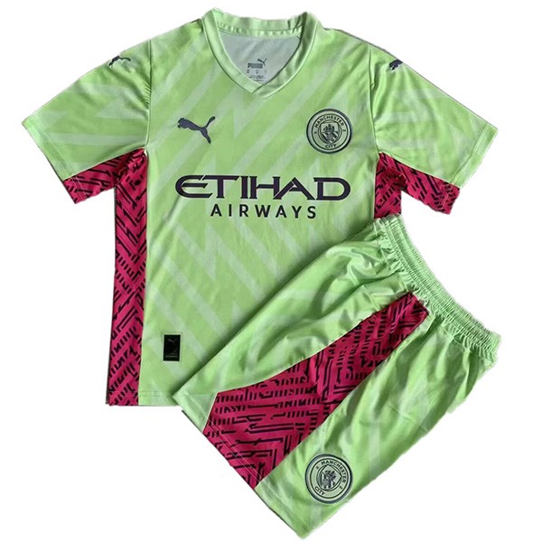 Manchester city édition spéciale maillot vert clair enfants kit enfants football mini chemise jeunes uniformes 2023-2024